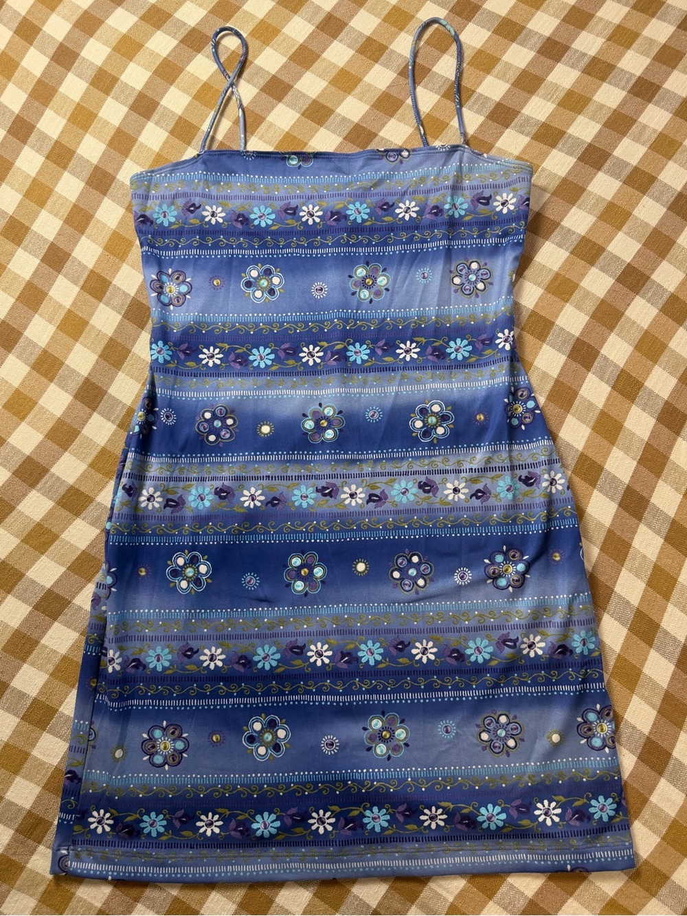 Y2K Rampage Blue Floral Slip Dress Juniors 9 Boho Fairycore Mini Dress
